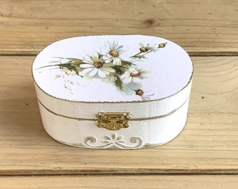 Shabby Chic Jewellery Box, Decoupage Keepsake Box, Wooden Floral Memories Box, Decoupage Gift Box for Her