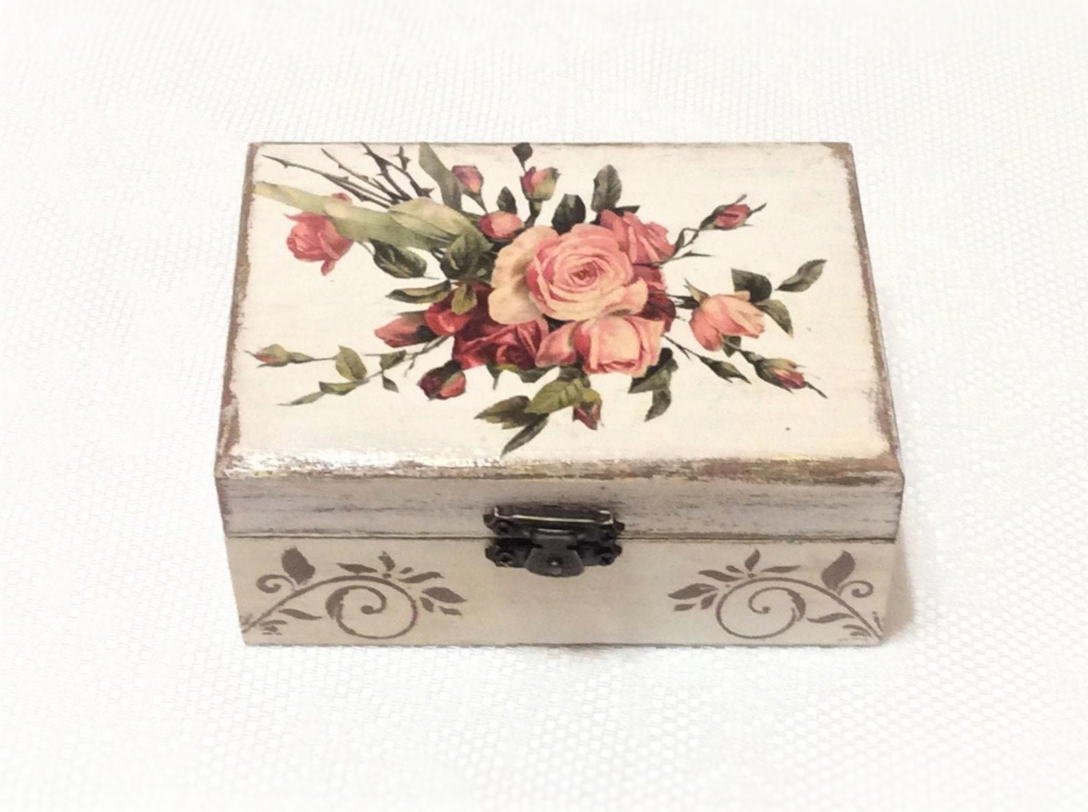 Plain Wooden Small 3 Compartments Storage Box With Lid Rounded Lid Tea  Jewellery Box Trinket Memory Case for Decoupage Arts & Crafts 