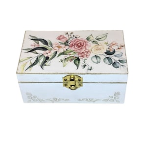 Bonita caja decorativa de madera, caja de almacenamiento para decoración del hogar, bonita caja de regalo decorativa