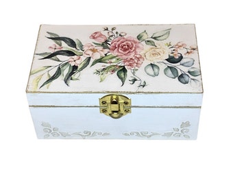 Pretty Wooden Decorative Box, Home Decor Storage Box, Pretty Decorative Gift Box