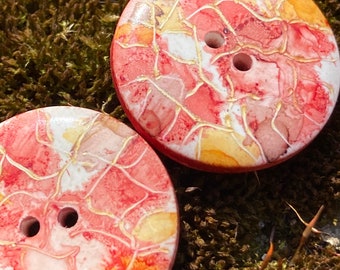 Lot de 6 boutons orangés jaunes