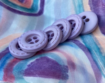 Lot de 6 boutons ronds mauves, violet clair