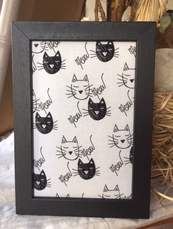 Cadre Avec Tissus Imprime Chat Pour Deco Chambre Enfant Ou Etsy