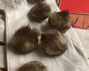 Lot de 6 boutons recouverts de vison