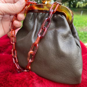 minaudière en cuir marron des années 50/60