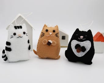 Felt Cat Ornament, Gift For Cat Lovers