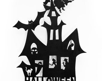 Halloween - Castle. Laser cut files. cdr, ai, svg, dxf. Digital pattern