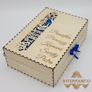 Wooden box for Holy Bible for first communion. Laser cut files. cdr, ai, svg, dxf. Digital pattern