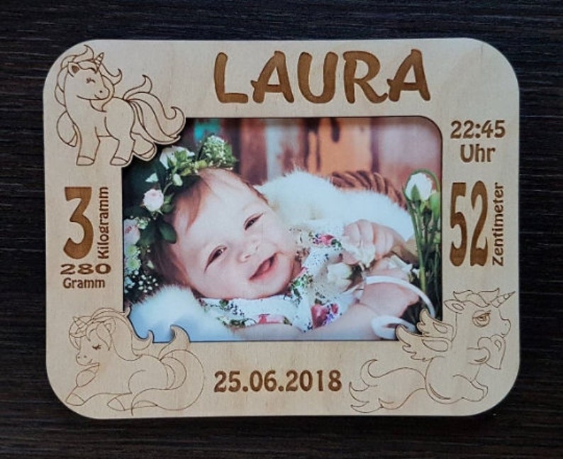 3 Photo frames set. Child metrica. Baby announcement photo frame, birth details Laser cut files. cdr, ai, svg, dxf. Digital pattern. image 3