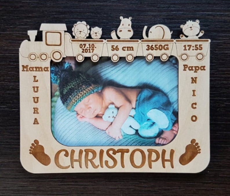 3 Photo frames set. Child metrica. Baby announcement photo frame, birth details Laser cut files. cdr, ai, svg, dxf. Digital pattern. image 5