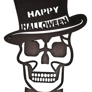 Halloween skull with hat. Laser cut files. cdr, ai, svg, dxf. Digital pattern