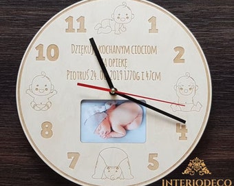 Wall clock for kids with photo. Laser cut files. cdr, ai, svg, dxf. Digital pattern