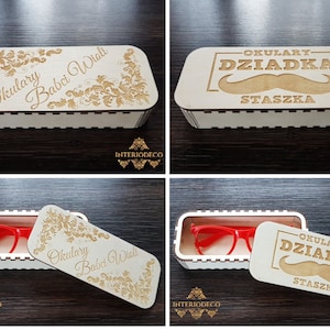 Caja / caja de madera para gafas para abuelos -2 modelo conjunto. Archivos cortados por láser. cdr, ai, svg, dxf. Patrón digital