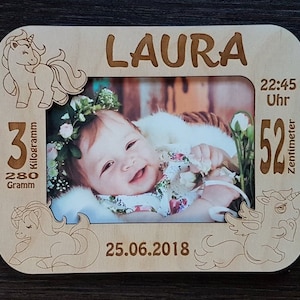 Photo frame. Child metrica. Baby announcement photo frame, birth details. Laser cut files. cdr, ai, svg, dxf. Digital pattern