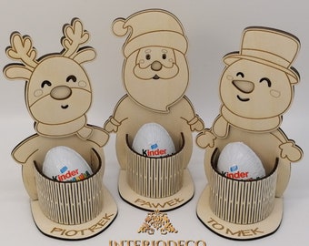3 in 1 Three cute organizers Santa Claus, Reindeer and Snowman . Laser cut files. Digital pattern. cdr dxf svg ai