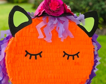 Piñata de calabaza, piñata de halloween, unicornio de halloween, decoración de Halloween