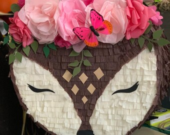 Floral Reindeer Pinata, Woodland Party Decor, Christmas Reno Pinata