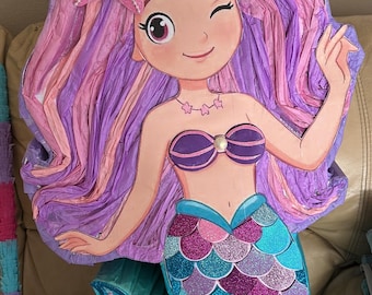 Sirena piñata, Fiesta de Sirena, Bajo el mar Sirena piñata ideas, idea de fiesta temática de Sirenas, Mermaid Party Decoration