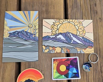 Colorado Sticker,postcard Keychain pack