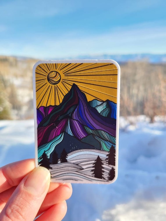 Colorful mountain sticker