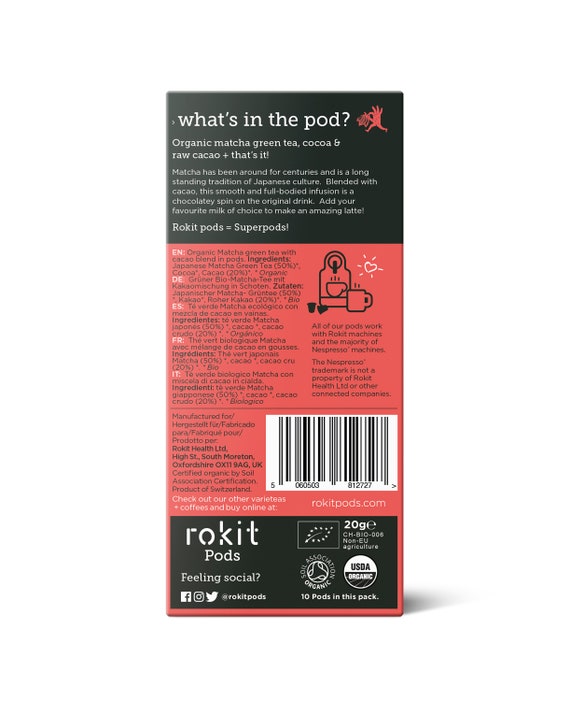 Rokit Pods Organic MATCHA \u0026 CACAO 