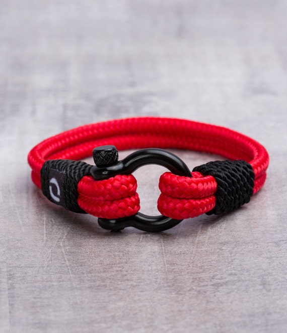 Red Bracelet / Gift for Him / Mens Bracelet / Rope Bracelet / Etsy