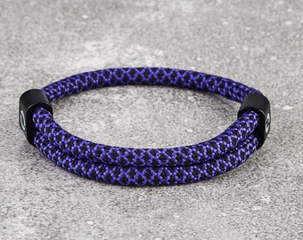 Friendship Purple cord 2 Silver spiral Beads @ ea WSilver Square WCZ in Cntr. Bracelet end