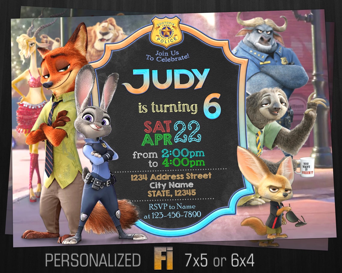 Zootopia Invitation Zootopia Birthday Party Bunny Hare Etsy