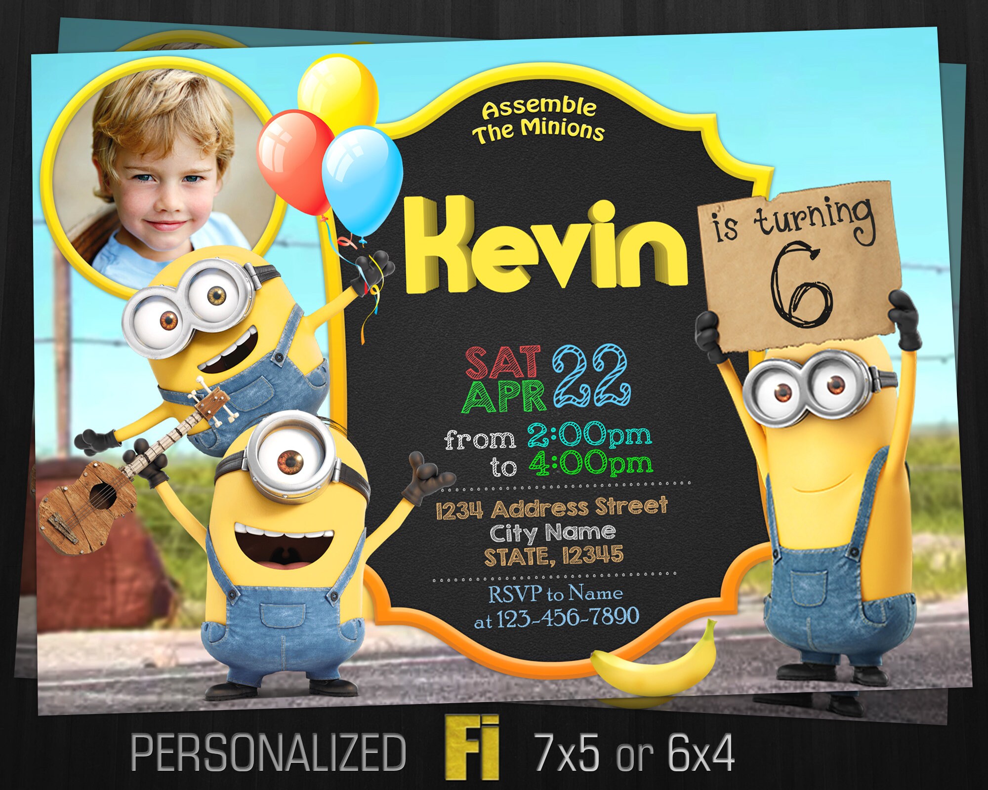 Minions Invitation with photo Minions Birthday Party Minion | Etsy