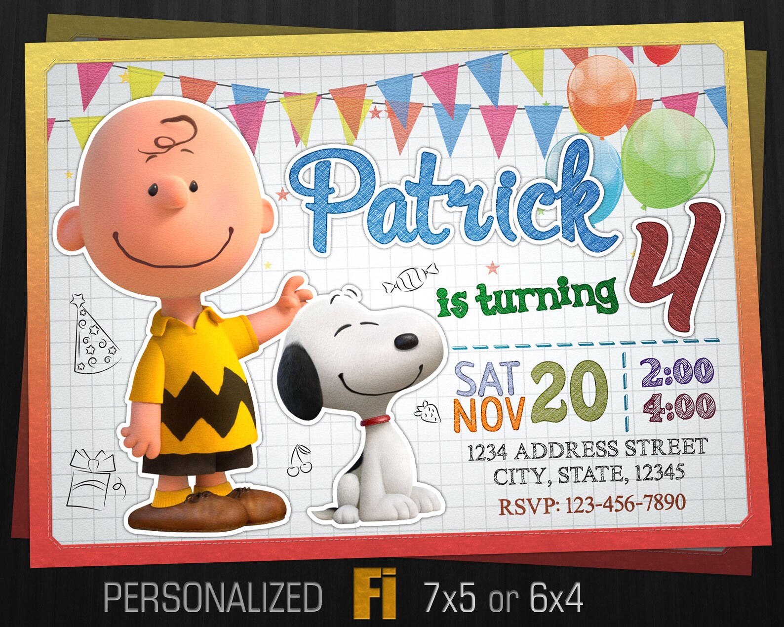 Snoopy Invitation Snoopy Birthday Party Peanuts Invitation Etsy