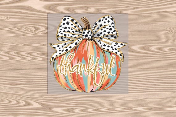 Ready to Press, Thankful Orange Brushstroke Pumpkin, heat transfer print, DTF Transfer Print