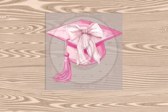 Ready to Press DTF Transfer-Pink Grad Cap- heat transfer