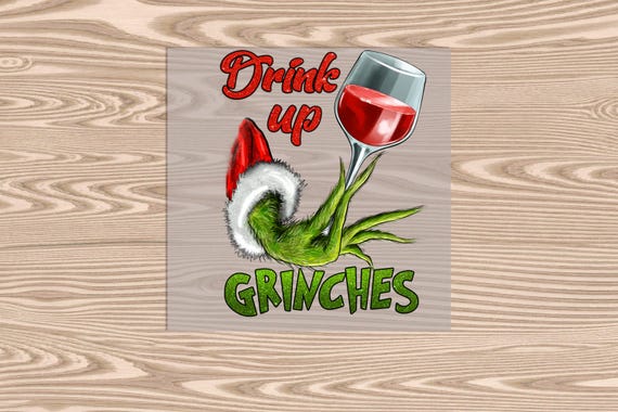 Ready to press, Drink Up Green Man Christmas, DTF Transfer Print