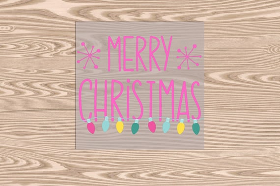 Ready to Press, Pink Merry Christmas Lights, heat transfer print, DTF Transfer Print