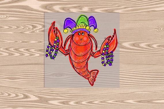 Ready to Press, Crawfish Beads Mardi Gras, DTF Transfer Print