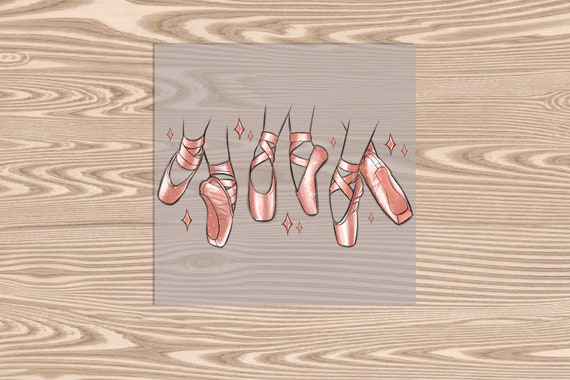 Ready to Press, Dance, Pointe Shoes Dancing, heat transfer print, DTF Transfer Print