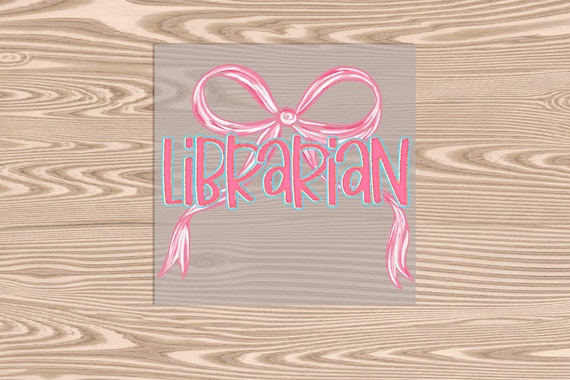 Ready to Press, Librarian Pink Bow Coquette, heat transfer print, DTF Transfer Print
