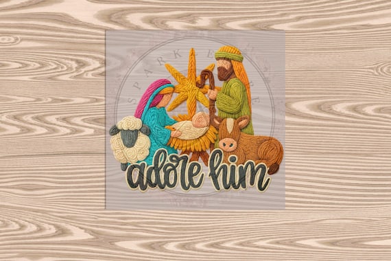 Ready to Press DTF Transfer-Adore Him :Faux Yarn & Embroidered Texture Effect