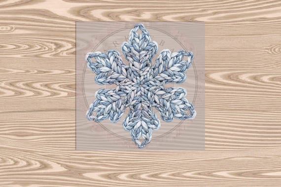 Ready to Press DTF Transfer-Snow Flake :Faux Yarn & Embroidered Texture Effect