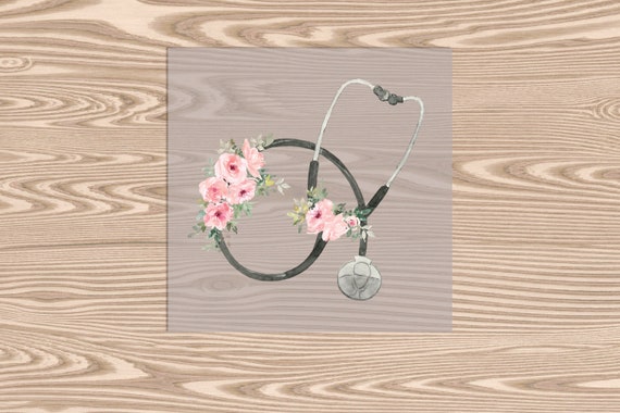 Ready to Press, Nurses Stethescope Flowers, heat transfer print, DTF Transfer Print