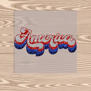 Ready to Press DTF Transfer-American (faux glitter effect printed),- heat transfer