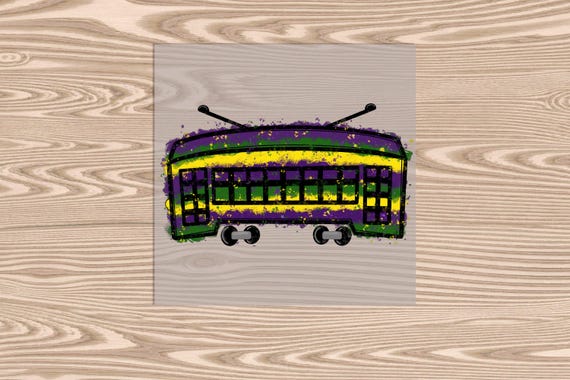 Ready to Press, Mardi Gras Street Car, heat transfer print, DTF Transfer Print