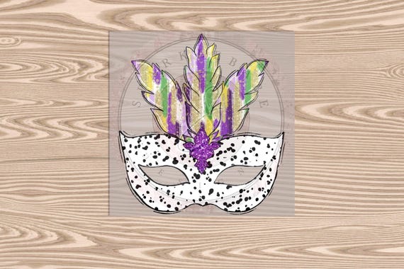 Ready to Press DTF Transfer-Mardi Gras Mask - heat transfer