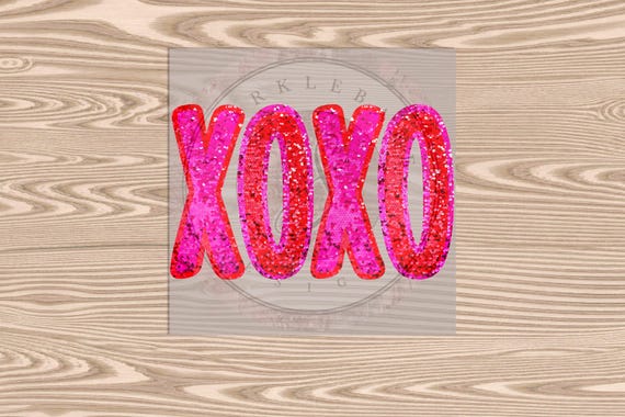 Ready to Press, XOXO Pink (faux glitter effect printed), DTF Transfer Print, heat transfer print