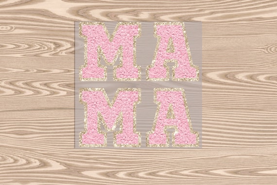 Ready to Press, MAMA Pink (faux chenile patch), heat transfer print, DTF Transfer Print