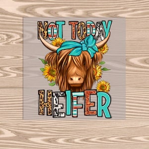 Ready to Press DTF Transfer-Not Today Heifer Highland Cow- heat transfer
