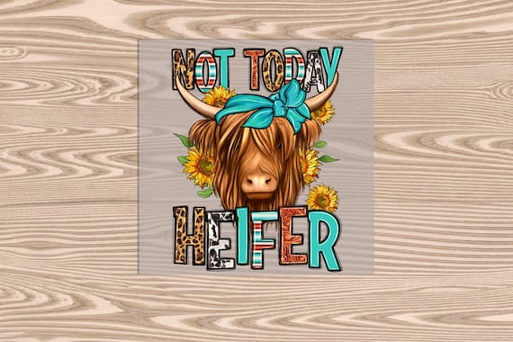 Not Today Heifer Highland Cow DTF Transfer Print: Ready to Press
