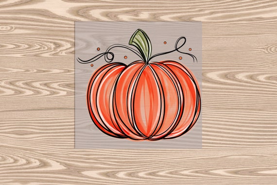 Ready to Press, Orange Pumpkin Hand drawn Halloween, heat transfer print, DTF Transfer Print
