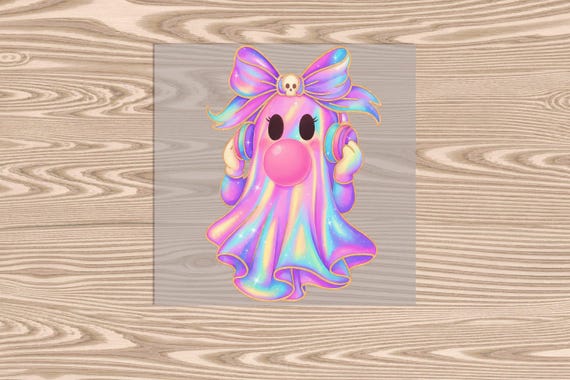 Ready to Press, Bubble Gum Ghost, heat transfer print, DTF Transfer Print