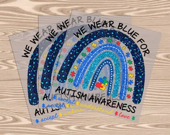 Ready to Press DTF Transfer-Blue Rainbow Autism Awareness- heat transfer